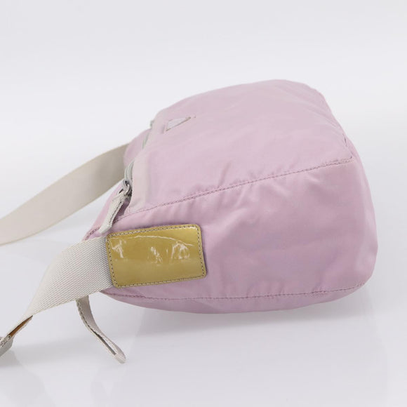 PRADA Shoulder Bag Nylon Pink Silver Auth hk4231