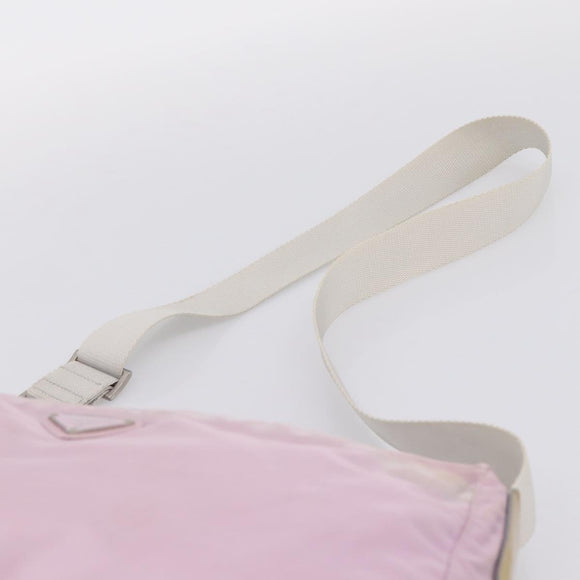 PRADA Shoulder Bag Nylon Pink Silver Auth hk4231