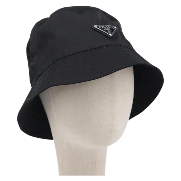 PRADA Bucket Hat Nylon L Black Auth hk4232V