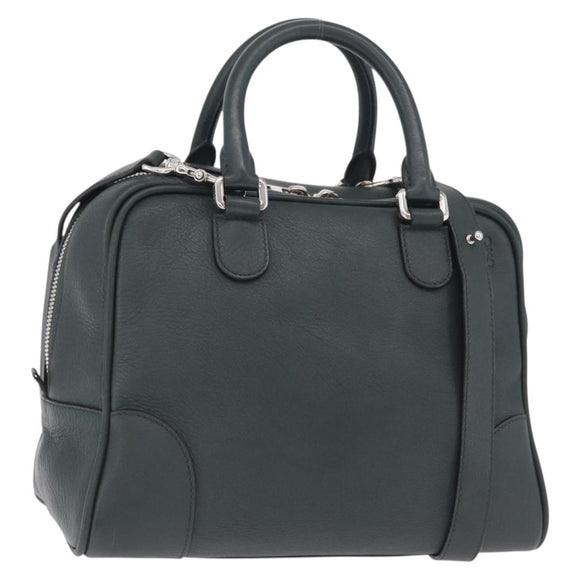 LOEWE Amazona 75 Hand Bag Leather 2way Green Silver Auth hk4235V