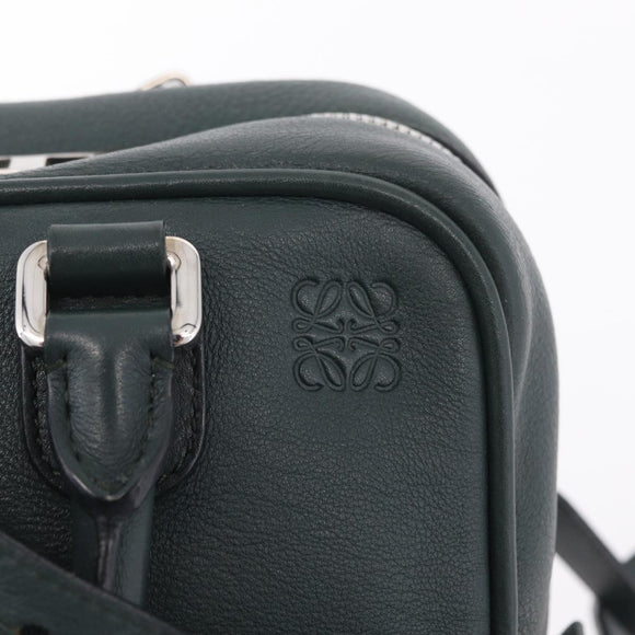 LOEWE Amazona 75 Hand Bag Leather 2way Green Silver Auth hk4235V