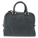 LOEWE Amazona 75 Hand Bag Leather 2way Green Silver Auth hk4235V-2