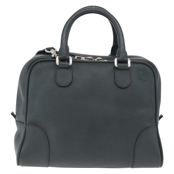 LOEWE Amazona 75 Hand Bag Leather 2way Green Silver Auth hk4235V