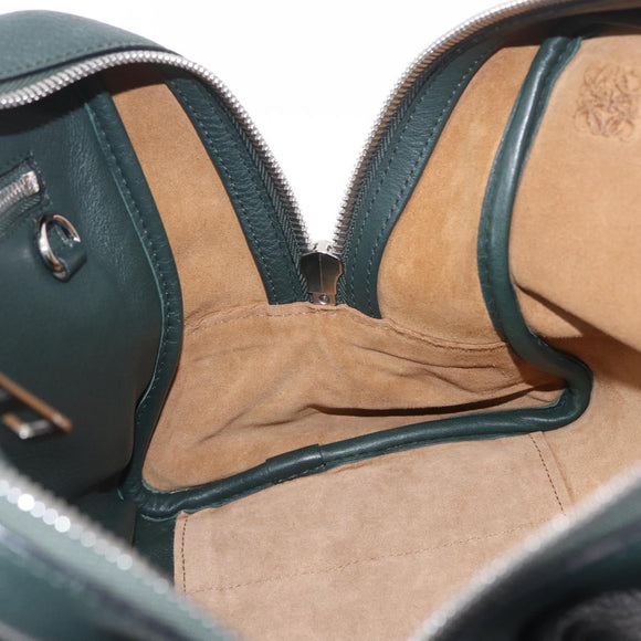 LOEWE Amazona 75 Hand Bag Leather 2way Green Silver Auth hk4235V