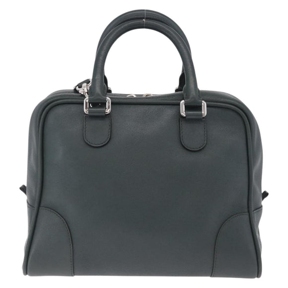 LOEWE Amazona 75 Hand Bag Leather 2way Green Silver Auth hk4235V