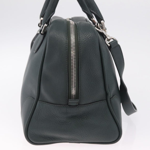 LOEWE Amazona 75 Hand Bag Leather 2way Green Silver Auth hk4235V