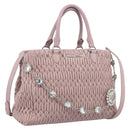 Miu Miu Matelasse Hand Bag Leather 2way Pink Silver Auth hk4236-1