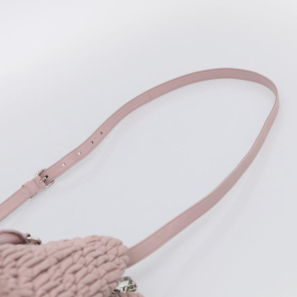Miu Miu Matelasse Hand Bag Leather 2way Pink Silver Auth hk4236