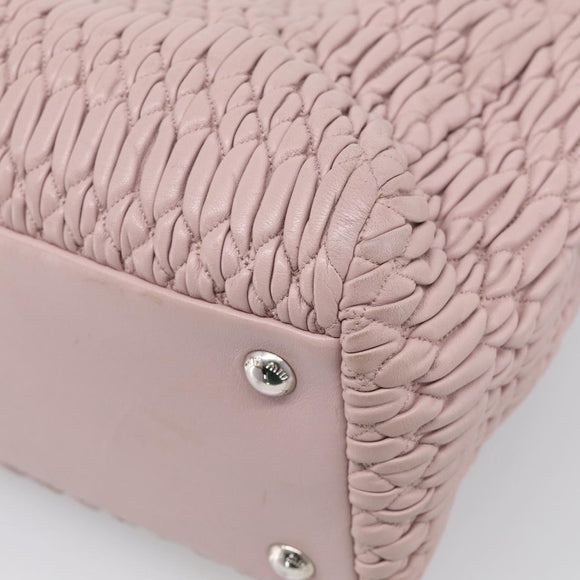 Miu Miu Matelasse Hand Bag Leather 2way Pink Silver Auth hk4236