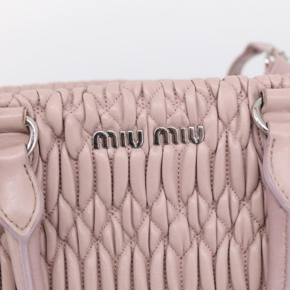 Miu Miu Matelasse Hand Bag Leather 2way Pink Silver Auth hk4236