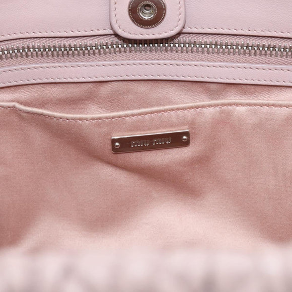 Miu Miu Matelasse Hand Bag Leather 2way Pink Silver Auth hk4236