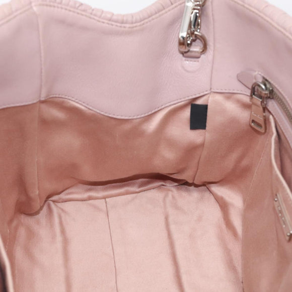Miu Miu Matelasse Hand Bag Leather 2way Pink Silver Auth hk4236