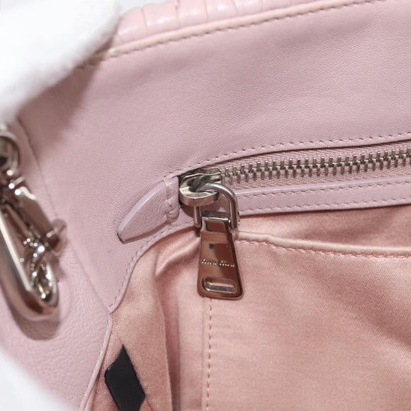 Miu Miu Matelasse Hand Bag Leather 2way Pink Silver Auth hk4236