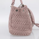 Miu Miu Matelasse Hand Bag Leather 2way Pink Silver Auth hk4236-4