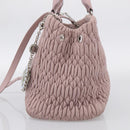 Miu Miu Matelasse Hand Bag Leather 2way Pink Silver Auth hk4236-5