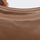 LOEWE Shoulder Bag Leather Brown Silver Auth hk4237A-14