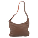 LOEWE Shoulder Bag Leather Brown Silver Auth hk4237A-2