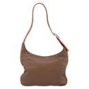 LOEWE Shoulder Bag Leather Brown Silver Auth hk4237A-3