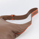 LOEWE Shoulder Bag Leather Brown Silver Auth hk4237A-8