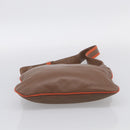 LOEWE Shoulder Bag Leather Brown Silver Auth hk4237A-9