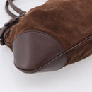 Salvatore Ferragamo Gancini Tote Bag Suede Leather Brown Silver Auth hk4238A-12