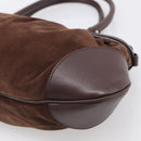 Salvatore Ferragamo Gancini Tote Bag Suede Leather Brown Silver Auth hk4238A-13