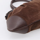 Salvatore Ferragamo Gancini Tote Bag Suede Leather Brown Silver Auth hk4238A-14