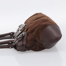 Salvatore Ferragamo Gancini Tote Bag Suede Leather Brown Silver Auth hk4238A-4