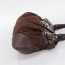 Salvatore Ferragamo Gancini Tote Bag Suede Leather Brown Silver Auth hk4238A-5