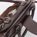 Salvatore Ferragamo Gancini Tote Bag Suede Leather Brown Silver Auth hk4238A-7