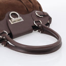 Salvatore Ferragamo Gancini Tote Bag Suede Leather Brown Silver Auth hk4238A-8
