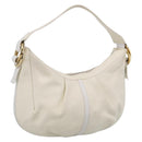 BVLGARI Shoulder Bag Leather White Gold Auth hk4239A-1