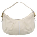 BVLGARI Shoulder Bag Leather White Gold Auth hk4239A-2
