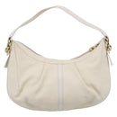 BVLGARI Shoulder Bag Leather White Gold Auth hk4239A-3