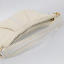 BVLGARI Shoulder Bag Leather White Gold Auth hk4239A-7