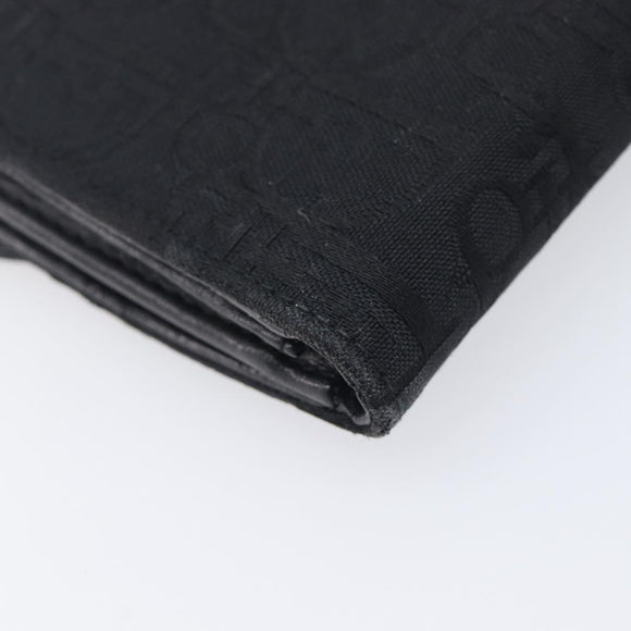 Christian Dior Trotter Canvas Saddle Long Wallet Black Silver Auth hk4241