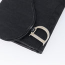 Christian Dior Trotter Canvas Saddle Long Wallet Black Silver Auth hk4241-12