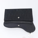 Christian Dior Trotter Canvas Saddle Long Wallet Black Silver Auth hk4241-13