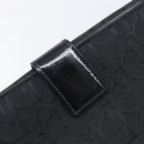 Christian Dior Trotter Canvas Saddle Long Wallet Black Silver Auth hk4241-15
