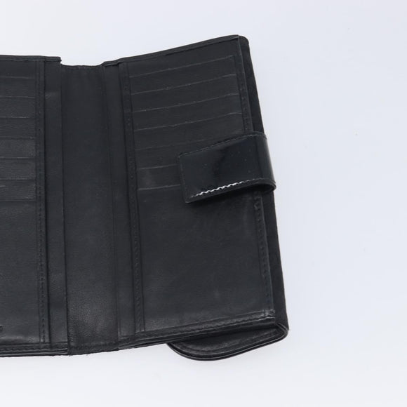 Christian Dior Trotter Canvas Saddle Long Wallet Black Silver Auth hk4241