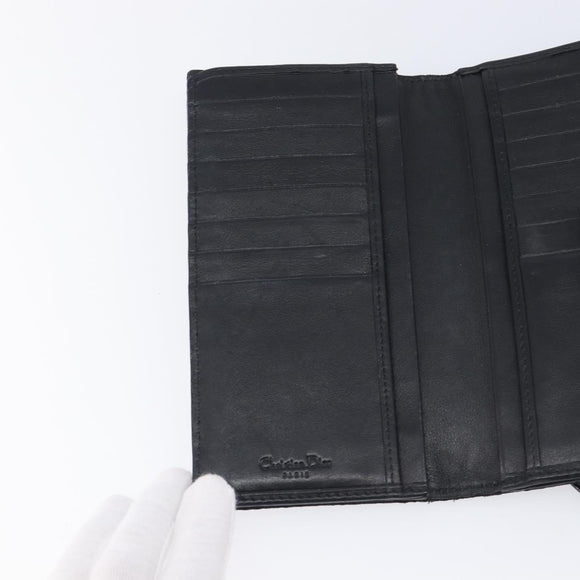 Christian Dior Trotter Canvas Saddle Long Wallet Black Silver Auth hk4241