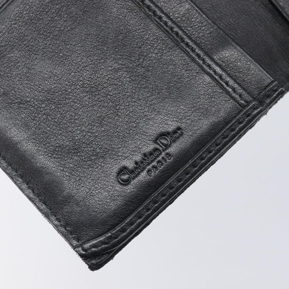 Christian Dior Trotter Canvas Saddle Long Wallet Black Silver Auth hk4241