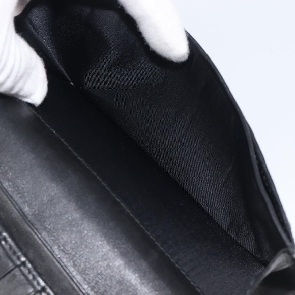 Christian Dior Trotter Canvas Saddle Long Wallet Black Silver Auth hk4241