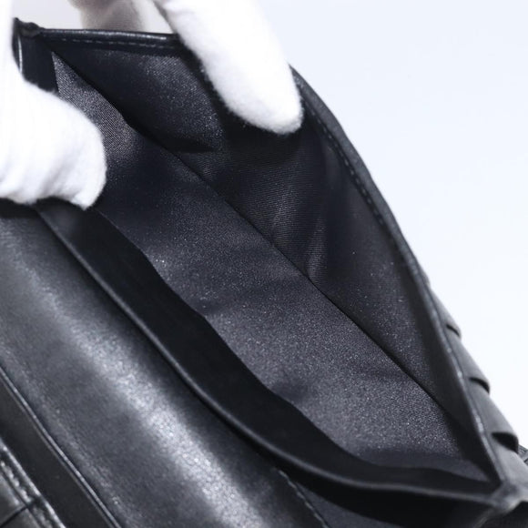 Christian Dior Trotter Canvas Saddle Long Wallet Black Silver Auth hk4241