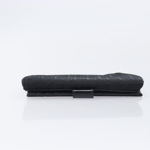 Christian Dior Trotter Canvas Saddle Long Wallet Black Silver Auth hk4241