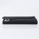 Christian Dior Trotter Canvas Saddle Long Wallet Black Silver Auth hk4241-7
