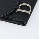 Christian Dior Trotter Canvas Saddle Long Wallet Black Silver Auth hk4241-9