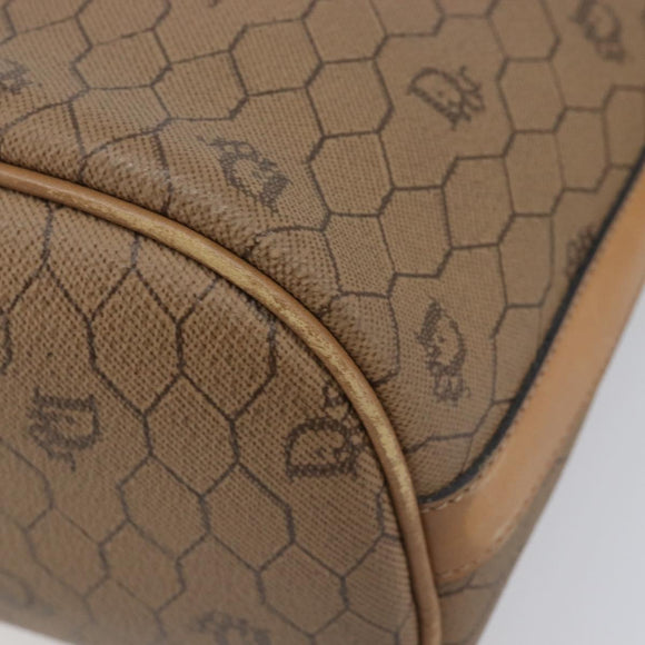 Christian Dior Honeycomb Canvas Shoulder Bag PVC Beige Gold Auth hk4242