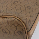 Christian Dior Honeycomb Canvas Shoulder Bag PVC Beige Gold Auth hk4242-13