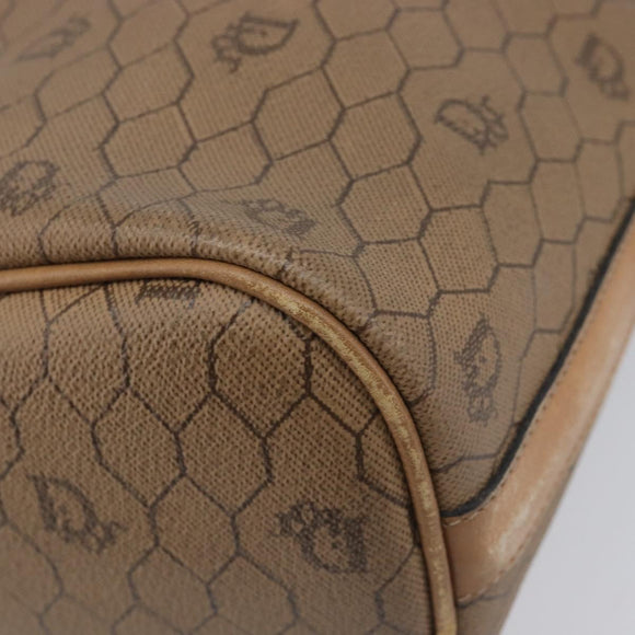 Christian Dior Honeycomb Canvas Shoulder Bag PVC Beige Gold Auth hk4242
